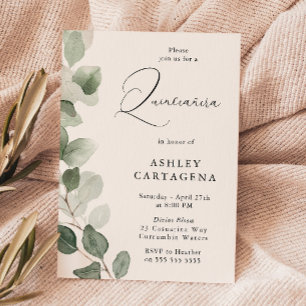 Lush Green Blätter Gorgeous Quinceanera 15. Einladung