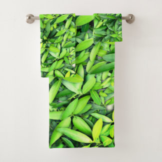 Lush Green Blätter Pattern - Natur botanisch Badhandtuch Set