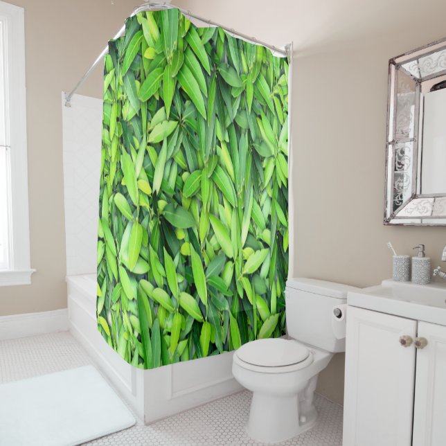 Lush Green Blätter Pattern - Natur botanisch Duschvorhang (Beispiel)