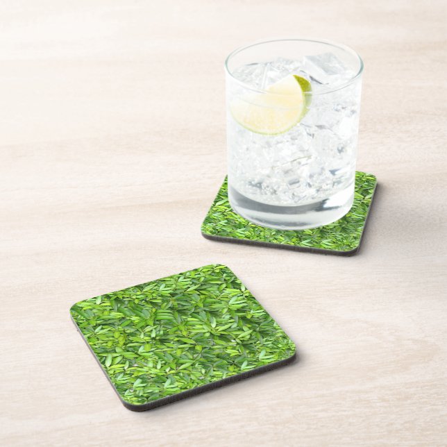 Lush Green Blätter Pattern - Natur botanisch Getränkeuntersetzer (Rechte Seite)