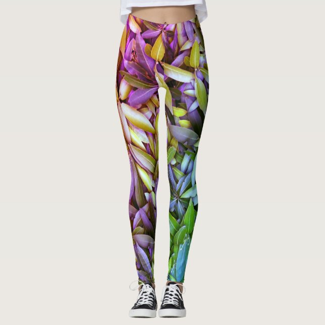 Lush Green Blätter Pattern - Natur botanisch Leggings (Vorderseite)