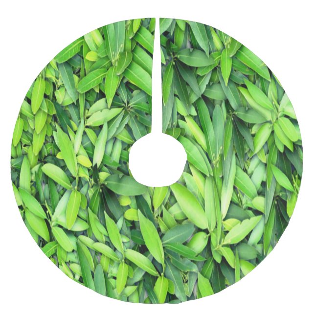 Lush Green Blätter Pattern - Natur botanisch Polyester Weihnachtsbaumdecke (Vorderseite)