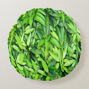 Lush Green Blätter Pattern - Natur botanisch Rundes Kissen