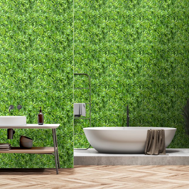Lush Green Blätter Pattern - Natur botanisch Tapete (Badezimmer)