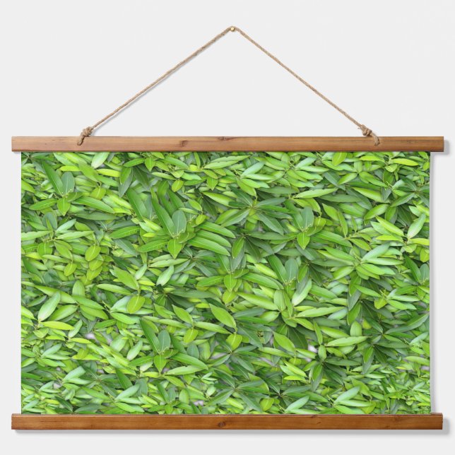 Lush Green Blätter Pattern - Natur botanisch Wandteppich Mit Holzrahmen (Vorne)