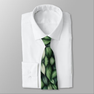 Lush Green Botanic Leaf Muster Krawatte
