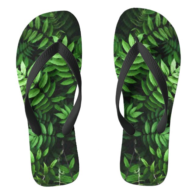 Lush Green Fern Blätter Foto Flip Flops (Fußbett)