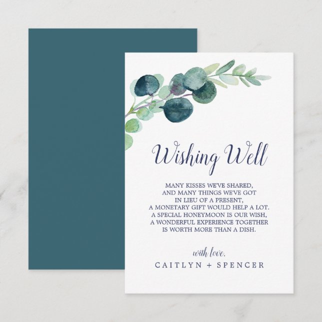 Lush Greenerity Wedding Well Well Card Begleitkarte (Vorne/Hinten)