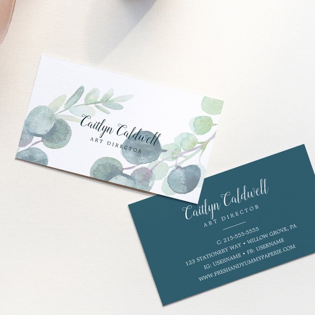 Lush Greenery and Eucalyptus Art Business Card Visitenkarte (Von Creator hochgeladen)
