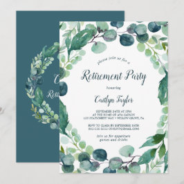Lush Greenery and Eucalyptus Retirement Party Einladung