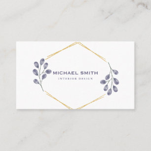 Lush Greenery Rose Gold Geometric Visitenkarte