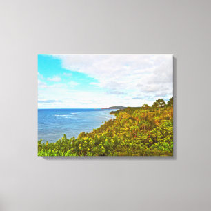 "LUSH HILLSIDE OCEAN/PRINCEVILLE, KAUAI" LEINWANDDRUCK