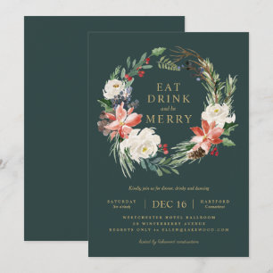 Lush Holiday Wreath Party Einladung