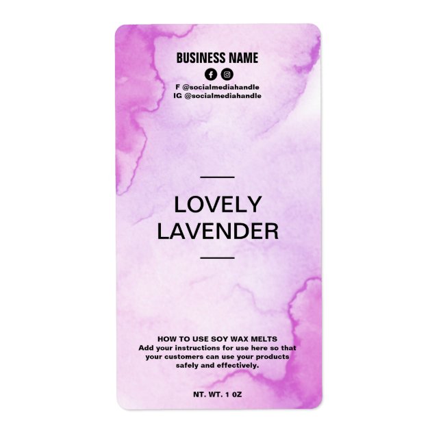 Lush Ink Lila Soy Wax Melt Labels (Vorne)