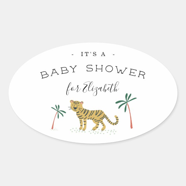 Lush Jungle Baby Dusche Ovaler Aufkleber (Vorderseite)