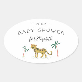 Lush Jungle Baby Dusche Ovaler Aufkleber