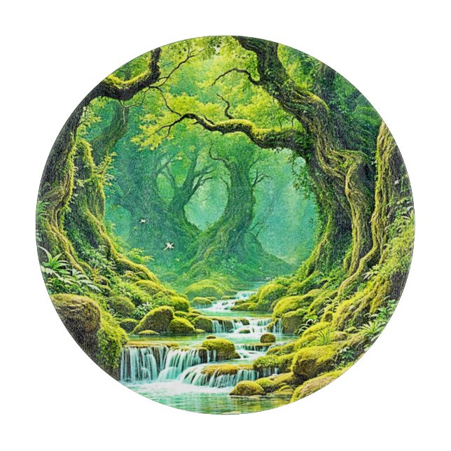 Lush Jungle Waterfall Bliss Schneidebrett (Vorderseite)