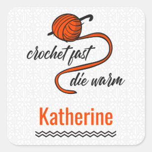 Lush Lava Orange Crochet schnell, Die warm Quadratischer Aufkleber