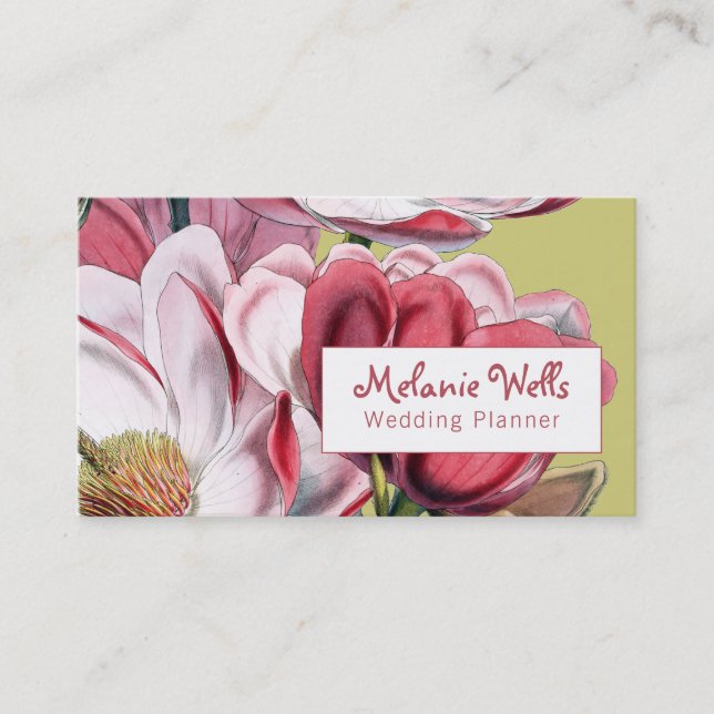 Lush Magnolias Hochzeitsplaner Visitenkarte (Vorderseite)