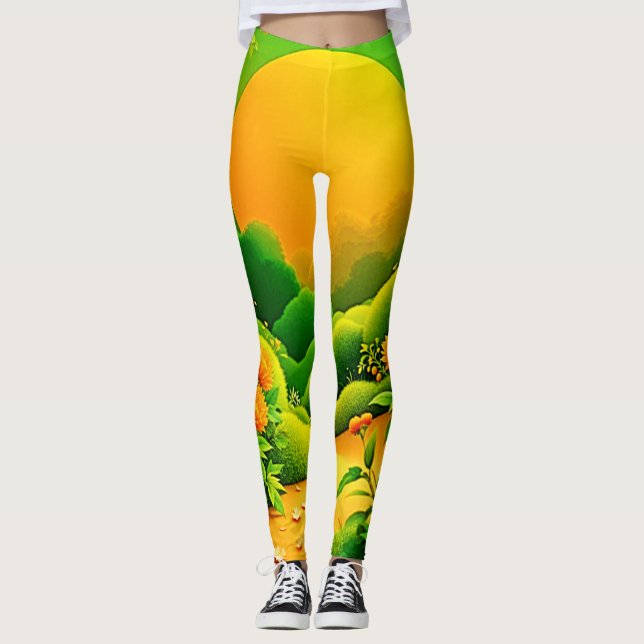 Lush Orange Garden Leggings (Vorderseite)