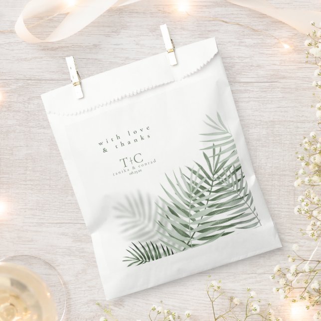 Lush Palm Leaf Wedding Dank Green/Wht ID956 Geschenktütchen (Ausgeschnitten)