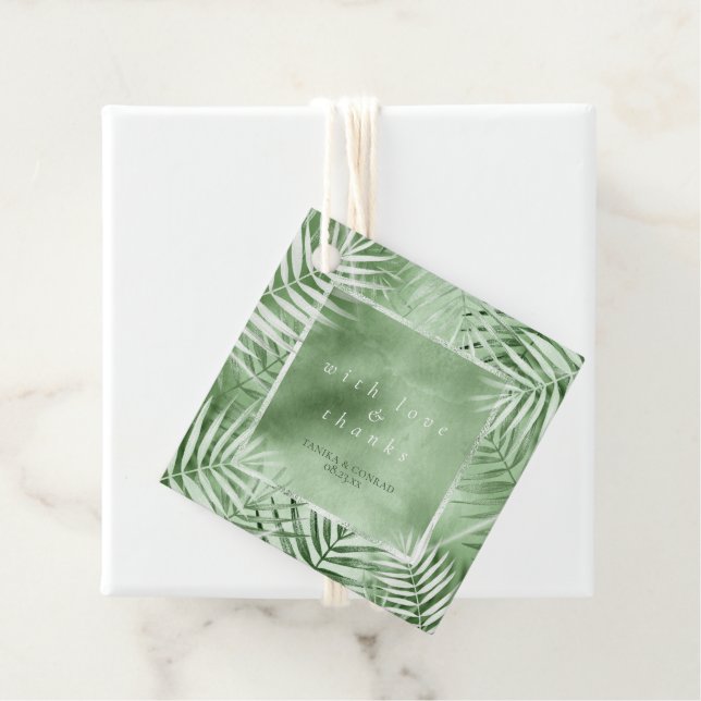 Lush Palm Leaf Wedding Dank Moss Green ID956 Geschenkanhänger (Beispiel)