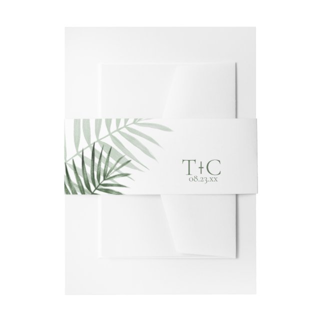 Lush Palm Leaf Wedding Green/White ID956 Einladungsbanderole (Vorderseite Beispiel)