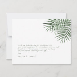 Lush Palm Leaf Wedding Moss Green ID956 Dankeskarte