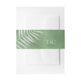 Lush Palm Leaf Wedding Moss Green ID956 Einladungsbanderole