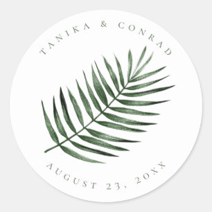 Lush Palm Leaf Wedding Moss Green ID956 Runder Aufkleber