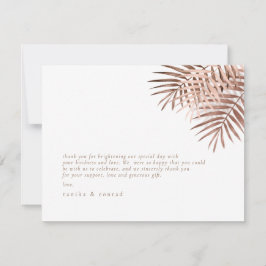 Lush Palm Leaf Wedding Terra Cotta ID956 Dankeskarte