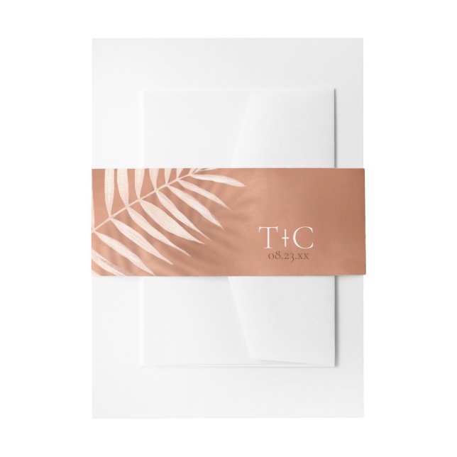 Lush Palm Leaf Wedding Terra Cotta ID956 Einladungsbanderole (Vorderseite Beispiel)