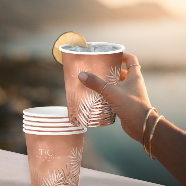 Lush Palm Leaf Wedding Terra Cotta ID956 Pappbecher (Von Creator hochgeladen)