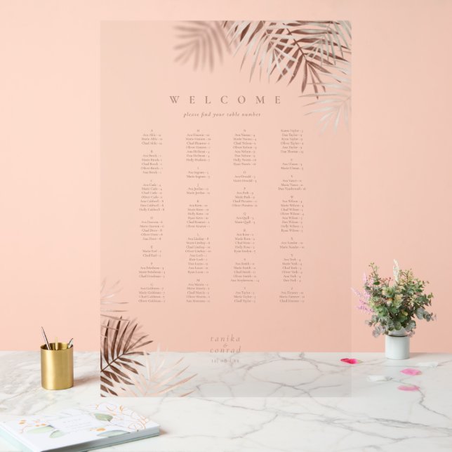 Lush Palm Leaf Wedding Terra Cotta/W ID956 Acrylschild (Hochzeit)