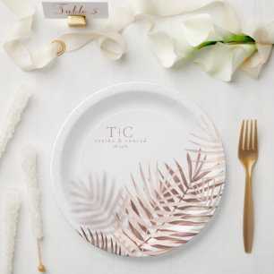 Lush Palm Leaf Wedding Terra Cotta/Wht ID956 Pappteller