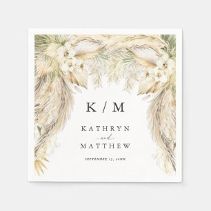 Lush Pampas Grass Boho Wedding Arch Napkins Serviette
