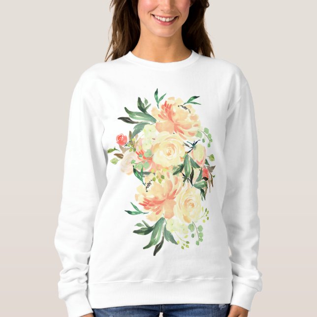 Lush Peach and Cream Rose Bouquet Sweatshirt (Vorderseite)