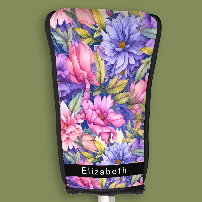 Lush Pink and Purple Flowers Personalized Golf Headcover (Von Creator hochgeladen)
