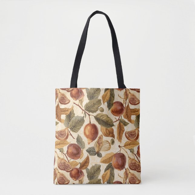  Lush Plums & Fig Leaf Tote Bag | Artistic Florals Tasche (Vorderseite)