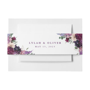 Lush Purple Blumen Romantische Hochzeit Einladungsbanderole