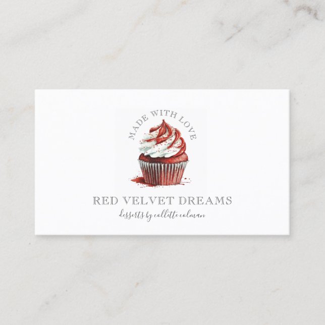 Lush Red Velvet Cupcake Konditorei Koch Visitenkarte (Vorderseite)