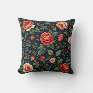 Lush Rote Rose Garden Pattern.Modernes Außenbereic Kissen