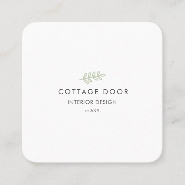 Lush Rustic Modern Sage Botanical Business Card  Quadratische Visitenkarte (Vorderseite)