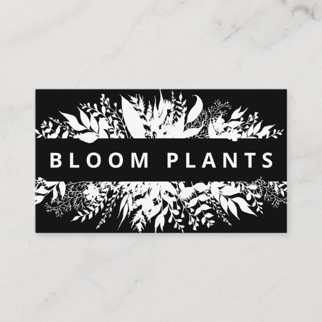 Lush Schwarz-weiß Bouquet Homegrown Pflanze Kinder Visitenkarte (Vorderseite)