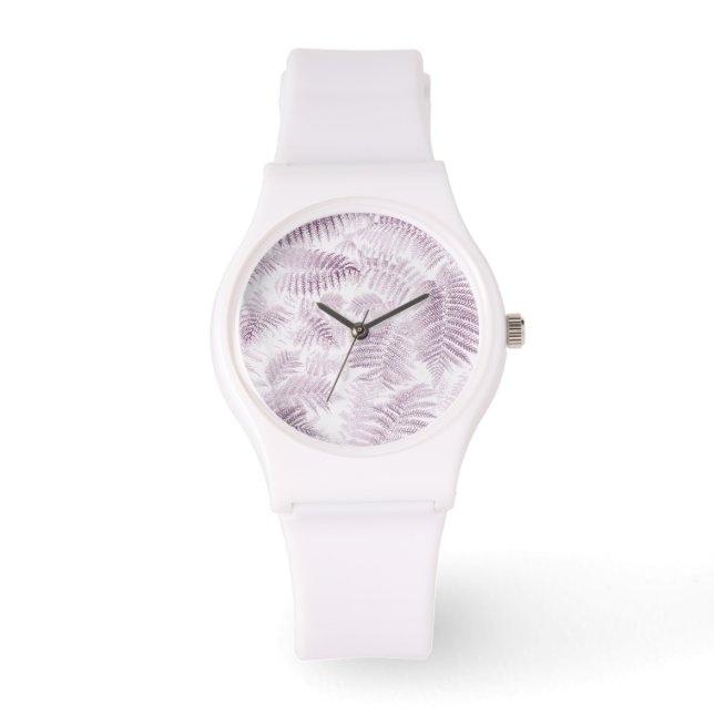 Lush Serene Pink Ferns Armbanduhr (Vorderseite)