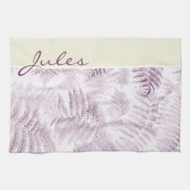 Lush Serene Pink Ferns auf Gelb Geschirrtuch