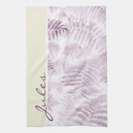 Lush Serene Pink Ferns auf Gelb Geschirrtuch