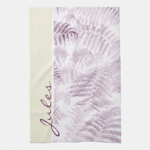 Lush Serene Pink Ferns auf Gelb Geschirrtuch