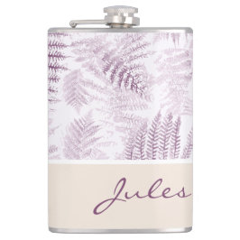 Lush Serene Pink Ferns auf Orange Flachmann