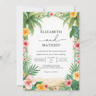 Lush Tropical Arch Bloom Wedding Einladung